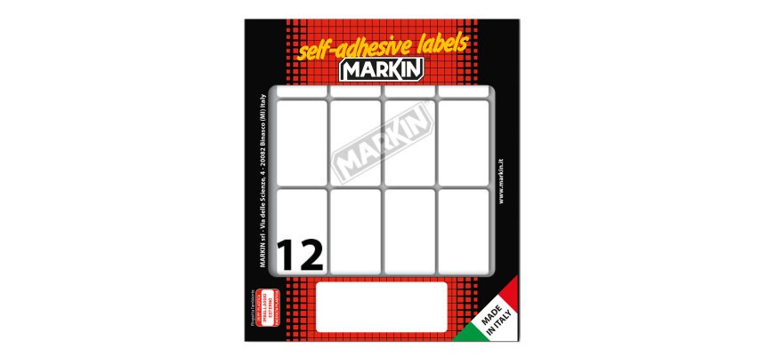 Etichette adesive - in carta - permanenti - 46 x 27 mm - 12 et/fg - 10 fogli - bianco - Markin