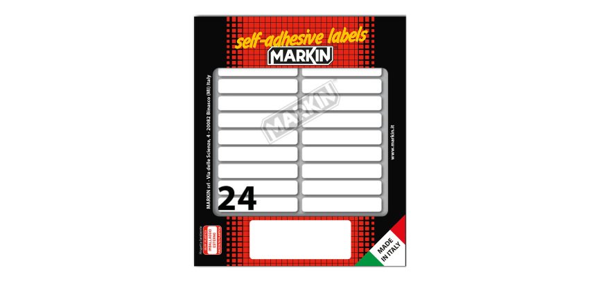 Etichette adesive - in carta - permanenti - 56 x 10 mm - 24 et/fg - 10 fogli - bianco - Markin