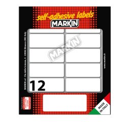 Etichette adesive - in carta - permanenti - 56 x 22 mm - 12 et/fg - 10 fogli - bianco - Markin