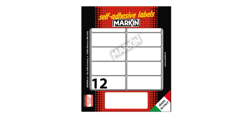Etichette adesive - in carta - permanenti - 56 x 22 mm - 12 et/fg - 10 fogli - bianco - Markin
