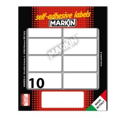 Etichette adesive - in carta - permanenti - 56 x 26 mm - 10 et/fg - 10 fogli - bianco - Markin