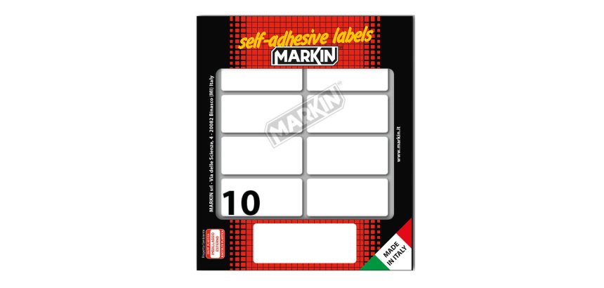 Etichette adesive - in carta - permanenti - 56 x 26 mm - 10 et/fg - 10 fogli - bianco - Markin