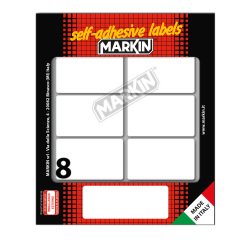 Etichette adesive - in carta - permanenti - 56 x 34 mm - 8 et/fg - 10 fogli - bianco - Markin