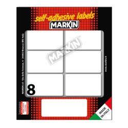 Etichette adesive - in carta - permanenti - 56 x 34 mm - 8 et/fg - 10 fogli - bianco - Markin