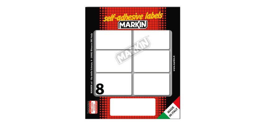 Etichette adesive - in carta - permanenti - 56 x 34 mm - 8 et/fg - 10 fogli - bianco - Markin