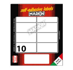 Etichette adesive - in carta - permanenti - 58 x 27 mm - 10 et/fg - 10 fogli - bianco - Markin
