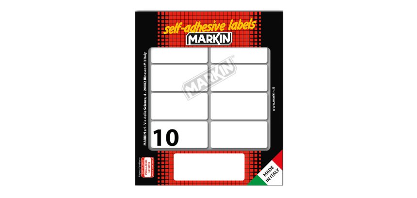 Etichette adesive - in carta - permanenti - 58 x 27 mm - 10 et/fg - 10 fogli - bianco - Markin