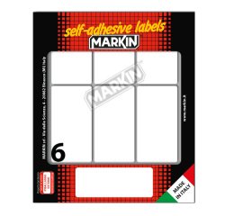 Etichette adesive - in carta - permanenti - 70 x 37 mm - 6 et/fg - 10 fogli - bianco - Markin