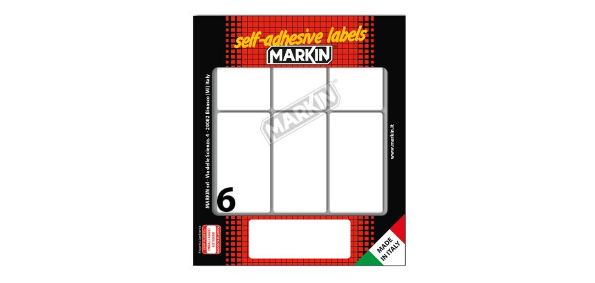 Etichette adesive - in carta - permanenti - 70 x 37 mm - 6 et/fg - 10 fogli - bianco - Markin