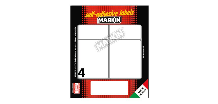 Etichette adesive - in carta - permanenti - 70 x 56 mm - 4 et/fg - 10 fogli - bianco - Markin