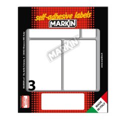 Etichette adesive - in carta - permanenti - 83 x 53 mm - 3 et/fg - 10 fogli - bianco - Markin