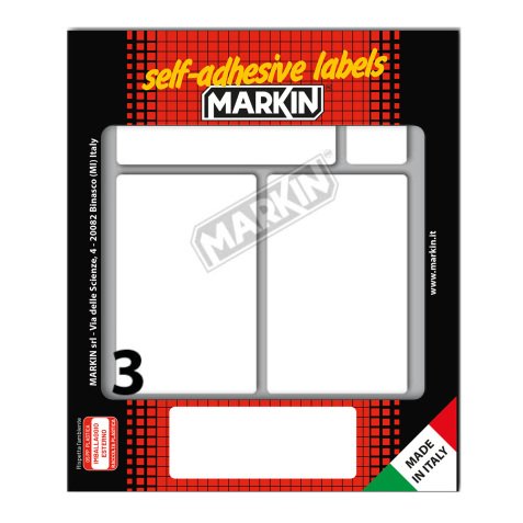 Etichette adesive - in carta - permanenti - 83 x 53 mm - 3 et/fg - 10 fogli - bianco - Markin