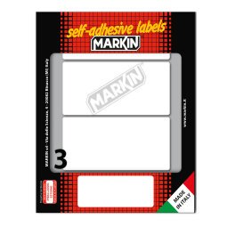 Etichette adesive - in carta - permanenti - 100 x 46 mm - 3 et/fg - 10 fogli - bianco - Markin