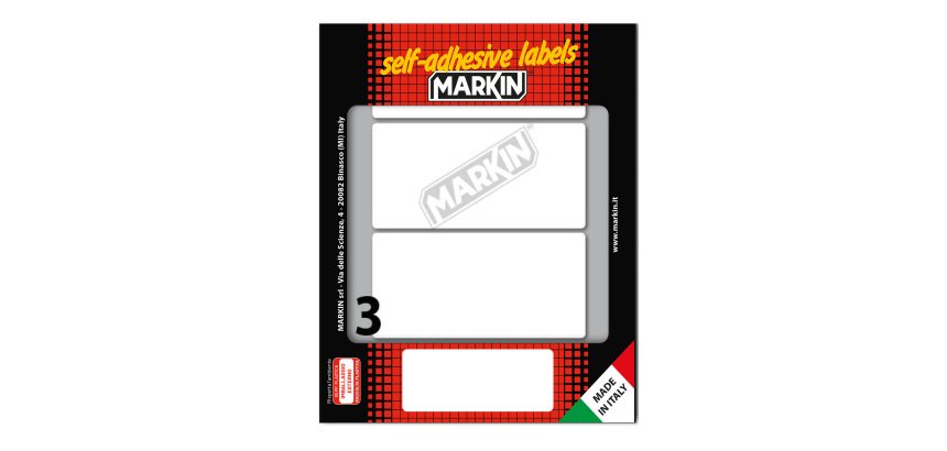 Etichette adesive - in carta - permanenti - 100 x 46 mm - 3 et/fg - 10 fogli - bianco - Markin