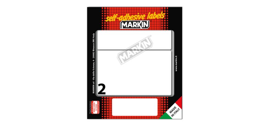 Etichette adesive - in carta - permanenti - 115 x 70 mm - 2 et/fg - 10 fogli - bianco - Markin