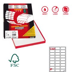 Etichette adesive C/524 - in carta - angoli arrotondati - permanenti - 56 x 28 mm - 27 et/fg - 100 fogli - bianco - Markin