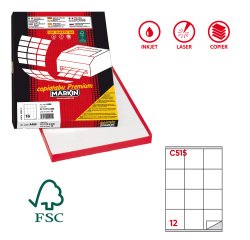 Etichette adesive C/515 - in carta - permanenti - 70 x 72 mm - 12 et/fg - 100 fogli - bianco - Markin