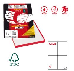 Etichette adesive C/505 - in carta - permanenti - 105 x 140 mm - 4 et/fg - 100 fogli - bianco - Markin