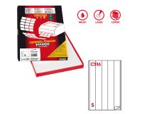 Etichette adesive C/516 - in carta - permanenti - 40 x 297 mm - 5 et/fg - 100 fogli - bianco - Markin