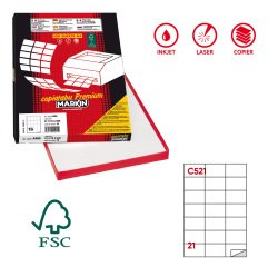Etichette adesive C/521 - in carta - permanenti - 70 x 42,43 mm - 21 et/fg - 100 fogli - bianco - Markin