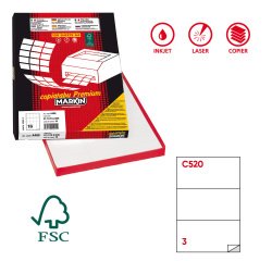 Etichette adesive C/520 - in carta - permanenti - 210 x 99 mm - 3 et/fg - 100 fogli - bianco - Markin