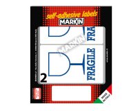 Etichette adesive fragile - in carta - permanenti - 115 x 70 mm - 2 et/fg - 10 fogli - bianco - Markin