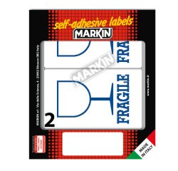 Etichette adesive fragile - in carta - permanenti - 115 x 70 mm - 2 et/fg - 10 fogli - bianco - Markin