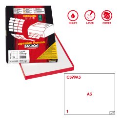 Etichette adesive C/599 - in carta - permanenti - 420 x 297 mm - 1 et/fg - 100 fogli - bianco - Markin