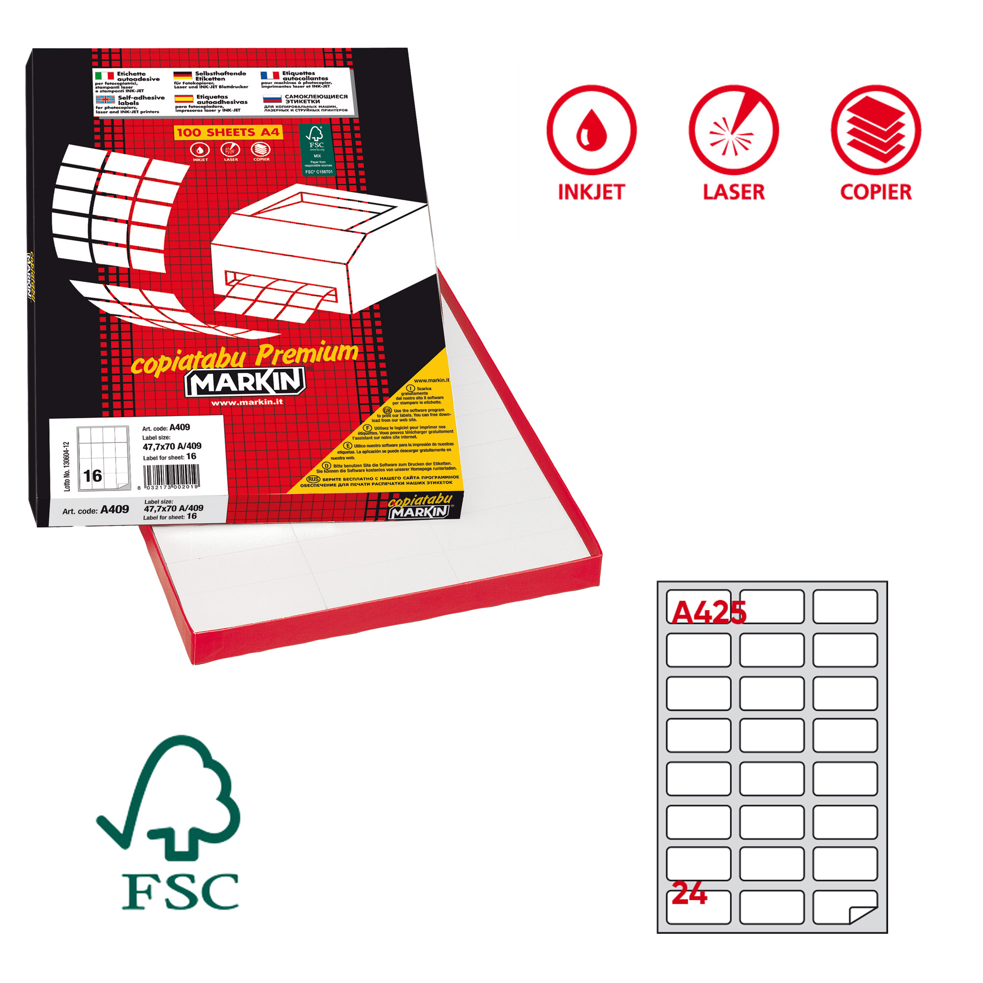 Etichette Adesive 70x41 mm 20 fogli A4