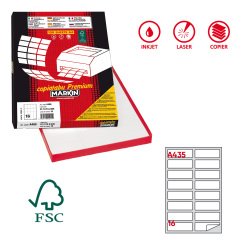 Etichette adesive A/435 - in carta - permanenti - 99,1 x 34 mm - 16 et/fg - 100 fogli - bianco - Markin