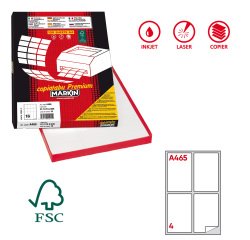 Etichette adesive A/465 - in carta - angoli arrotondati - permanenti - 139 x 99,1 mm - 4 et/fg - 100 fogli - bianco - Markin