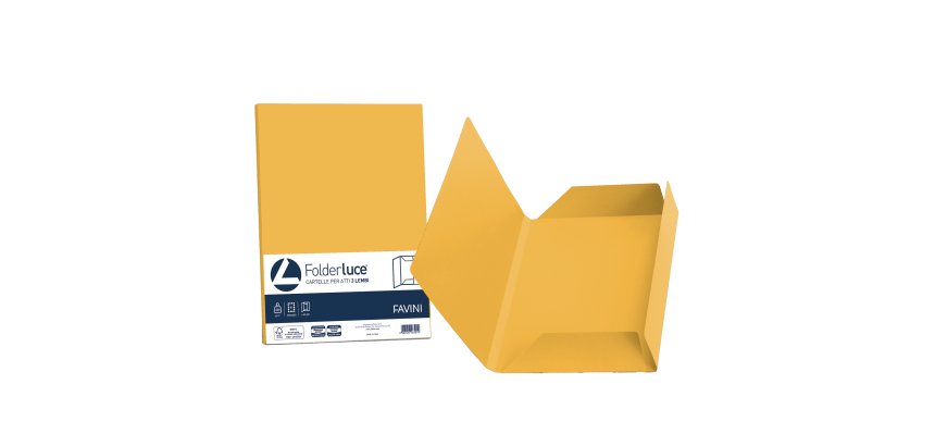 Cartellina 3 lembi Luce - 200 gr - A4 - cartoncino bristol - giallo oro - Favini - conf. 25 pezzi