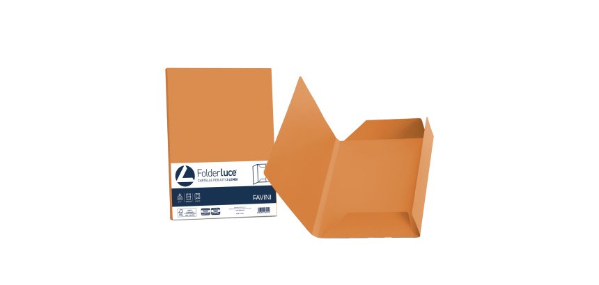 Cartellina 3 lembi Luce - 200 gr - A4 - cartoncino bristol - arancio - Favini - conf. 25 pezzi