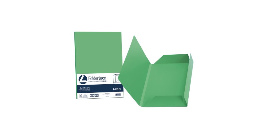 Cartellina 3 lembi Luce - 200 gr - A4 - cartoncino bristol - verde - Favini - conf. 25 pezzi