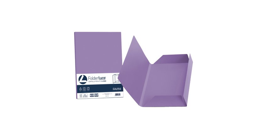 Cartellina 3 lembi Luce - 200 gr - A4 - cartoncino bristol - violetto - Favini - conf. 25 pezzi
