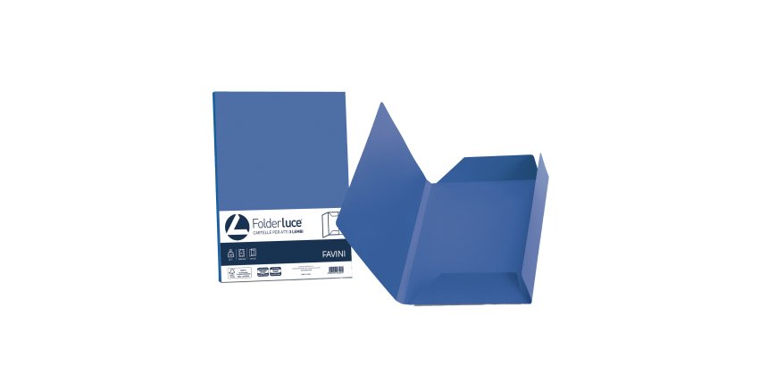 Cartellina 3 lembi Luce - 200 gr - A4 - cartoncino bristol - blu prussia - Favini - conf. 25 pezzi