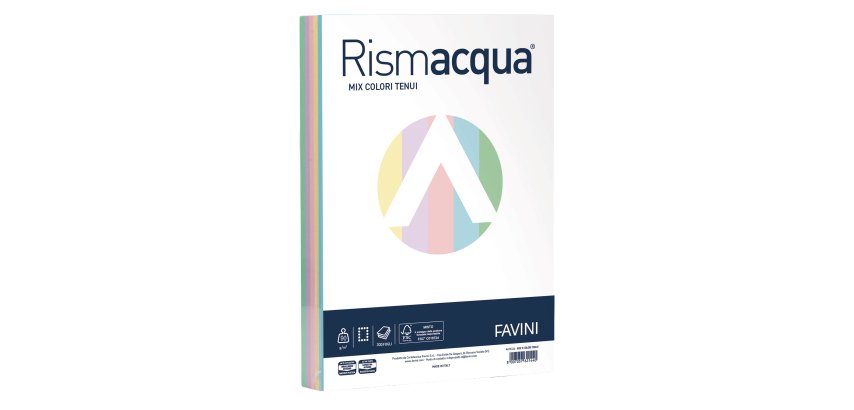 Carta Rismacqua - A4 - 90 gr - mix 5 colori - Favini - conf. 300 fogli