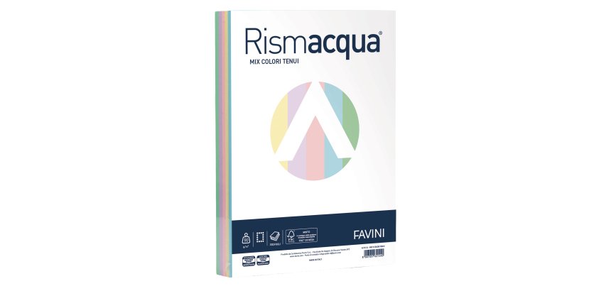 Carta Rismacqua - A3 - 90 gr - mix 5 colori - Favini - conf. 300 fogli