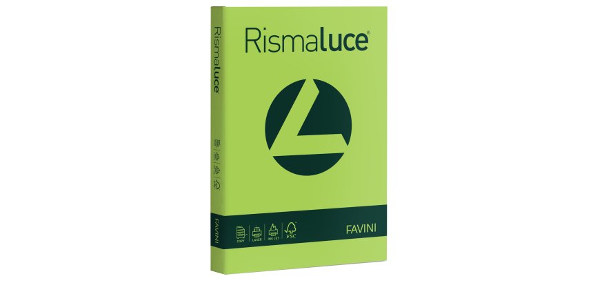 Carta Rismaluce - A4 - 200 gr - verde pistacchio 54 - Favini - conf. 125 fogli