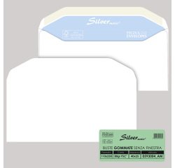 Busta Busta Silver Matic FSC - senza finestra - gommata - 11 x 23 cm - 80 gr -  bianco - Pigna Envelopes - conf. 25 pezzi