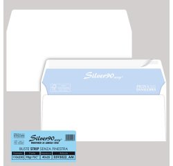 Busta SILVER90 STRIP FSC - bianca - internografata - senza finestra - 110 x 230 mm - 90 gr - Pigna Envelopes - conf. 25 pezzi