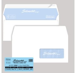 Busta SILVER90 STRIP FSC - bianca - internografata - con finestra - 110 x 230 mm - 90 gr - Pigna Envelopes - conf. 25 pezzi