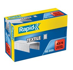 Punti Rapid Super Strong Textile - 43/6 - acciaio zincato - per tessuti - Rapid - conf. 10000 pezzi