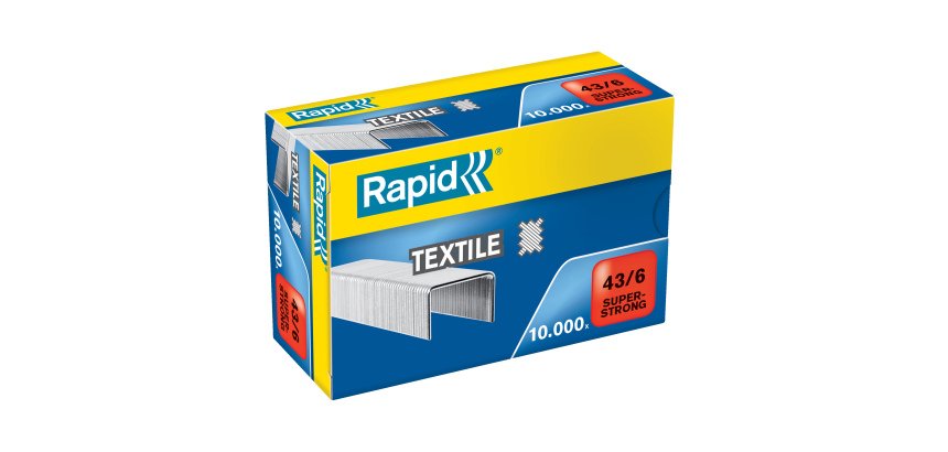 Punti Rapid Super Strong Textile - 43/6 - acciaio zincato - per tessuti - Rapid - conf. 10000 pezzi