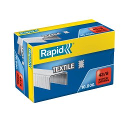 Punti Rapid Super Strong Textile - 43/8 - acciaio zincato - per tessuti - metallo - Rapid - conf. 10000 pezzi