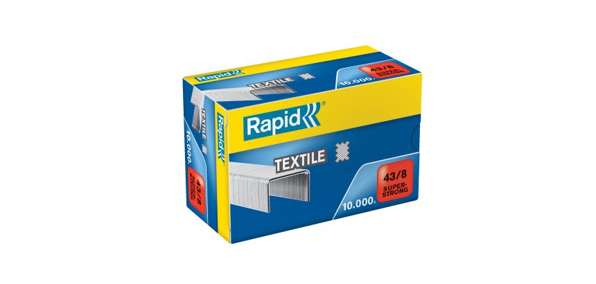 Punti Rapid Super Strong Textile - 43/8 - acciaio zincato - per tessuti - metallo - Rapid - conf. 10000 pezzi
