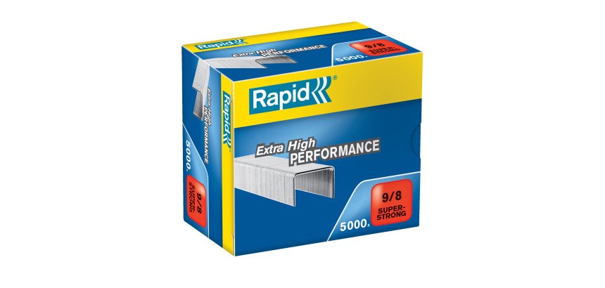 Punti Rapid Super Strong - alti spessori - 9/8 - acciaio zincato - metallo - Rapid - conf. 5000 pezzi