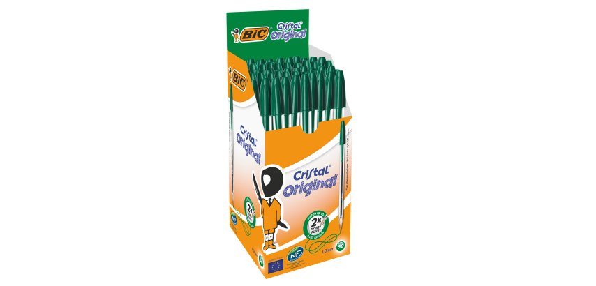 Penna a sfera Cristal - punta media 1,0mm - verde - Bic - conf. 50 pezzi