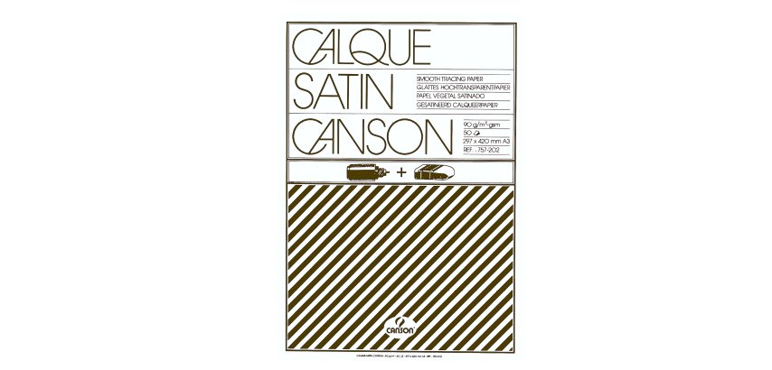 Blocco carta lucida satinata per disegno manuale - A3 - 50 fogli - 90gr - Canson