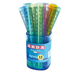 Barattolo 50 righelli - 15cm - colori trasparenti assortiti - Arda